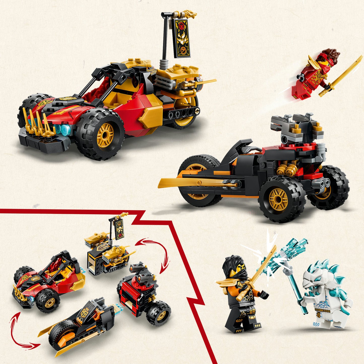 71864 Ninjago Kais und Coles Kombi-Flitzer, Konstruktionsspielzeug