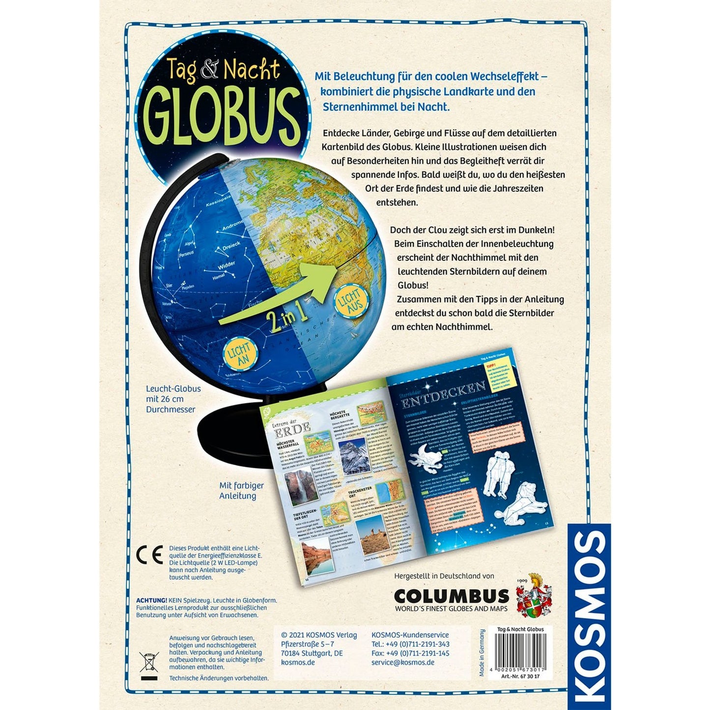 Tag & Nacht Globus, Experimentierkasten