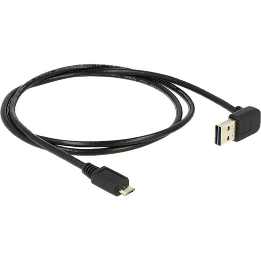 DeLOCK USB 2.0 Kabel, USB-A Stecker 90° > Micro-USB Stecker (schwarz, 1 Meter, nach oben / unten abgewinkelt)