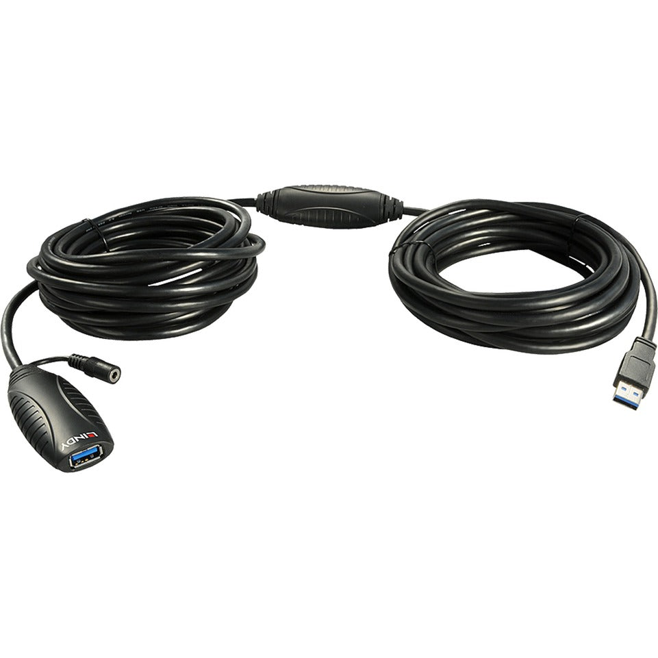 Lindy USB 3.2 Gen 1 Aktivverlängerungskabel, USB-A Stecker > USB-A Buchse (schwarz, 15 Meter)