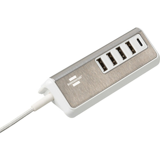 Brennenstuhl estilo USB-Multiladegerät (weiss/edelstahl, 5x USB, PD 20 Watt)