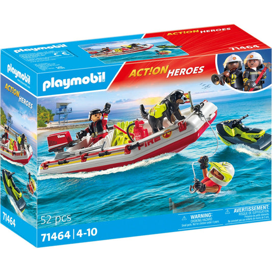 PLAYMOBIL 71464 City Action Feuerwehrboot mit Aqua Scooter, Konstruktionsspielzeug