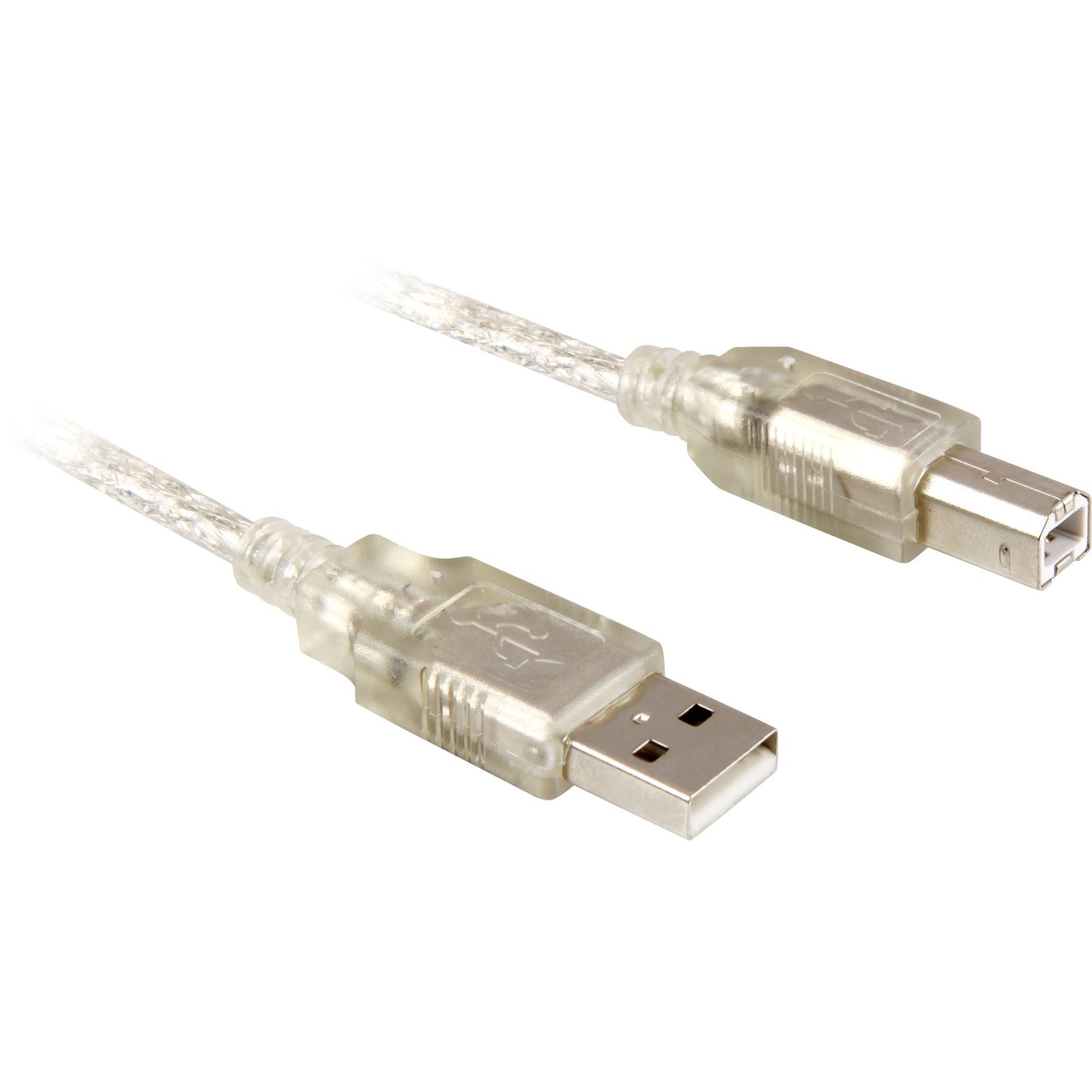 DeLOCK USB 2.0 Kabel, USB-A Stecker > USB-B Stecker (transparent, 0,5 Meter)