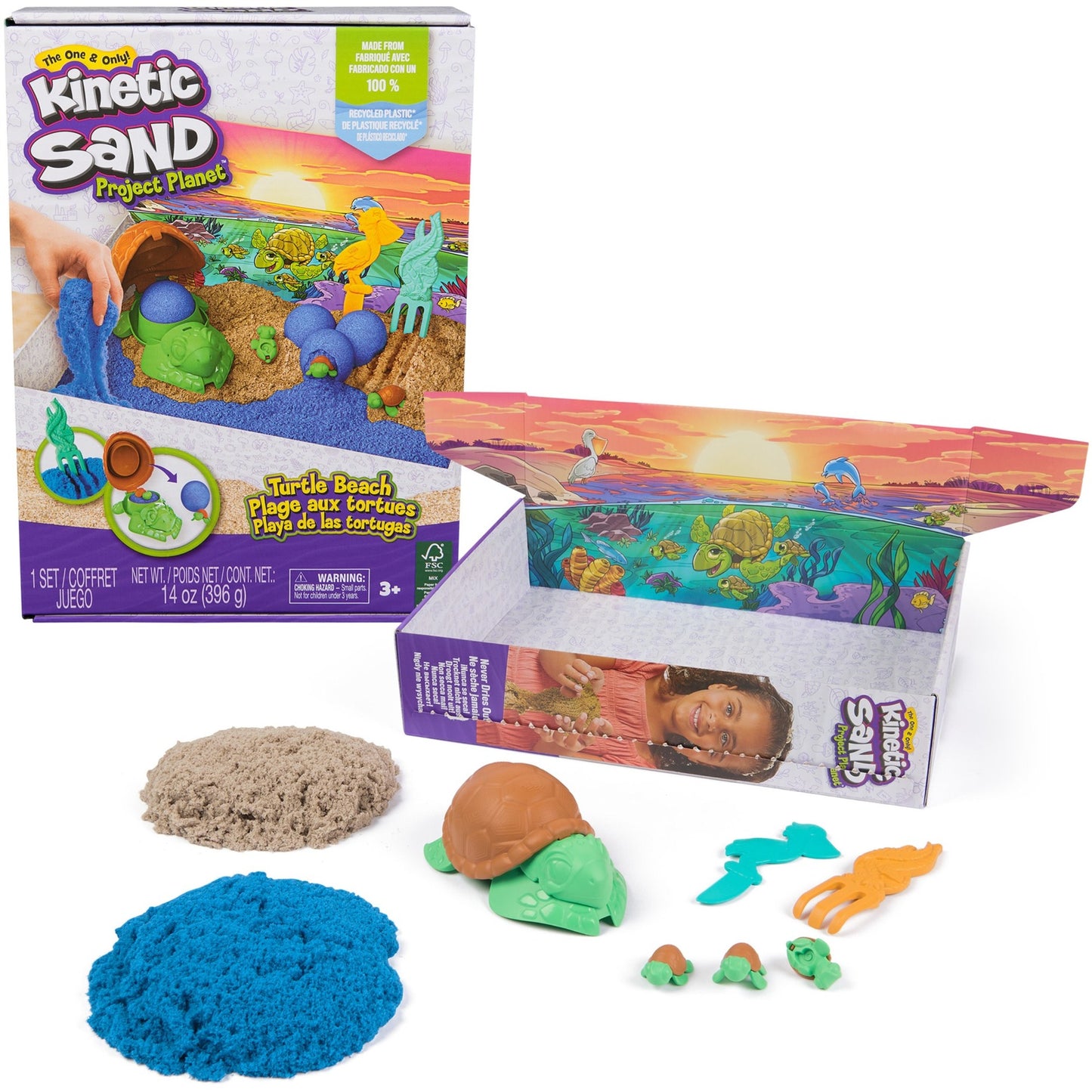 Spin Master Kinetic Sand Project Planet - Schildkröten Spielset, Spielsand