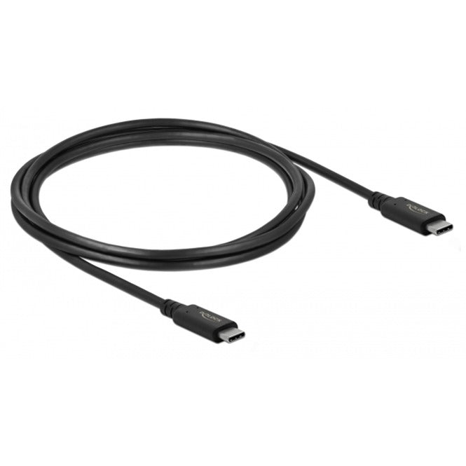 DeLOCK USB4 Gen 2x2 Kabel, USB-C Stecker > USB-C Stecker (schwarz, 2 Meter, PD, Laden mit bis zu 100 Watt)