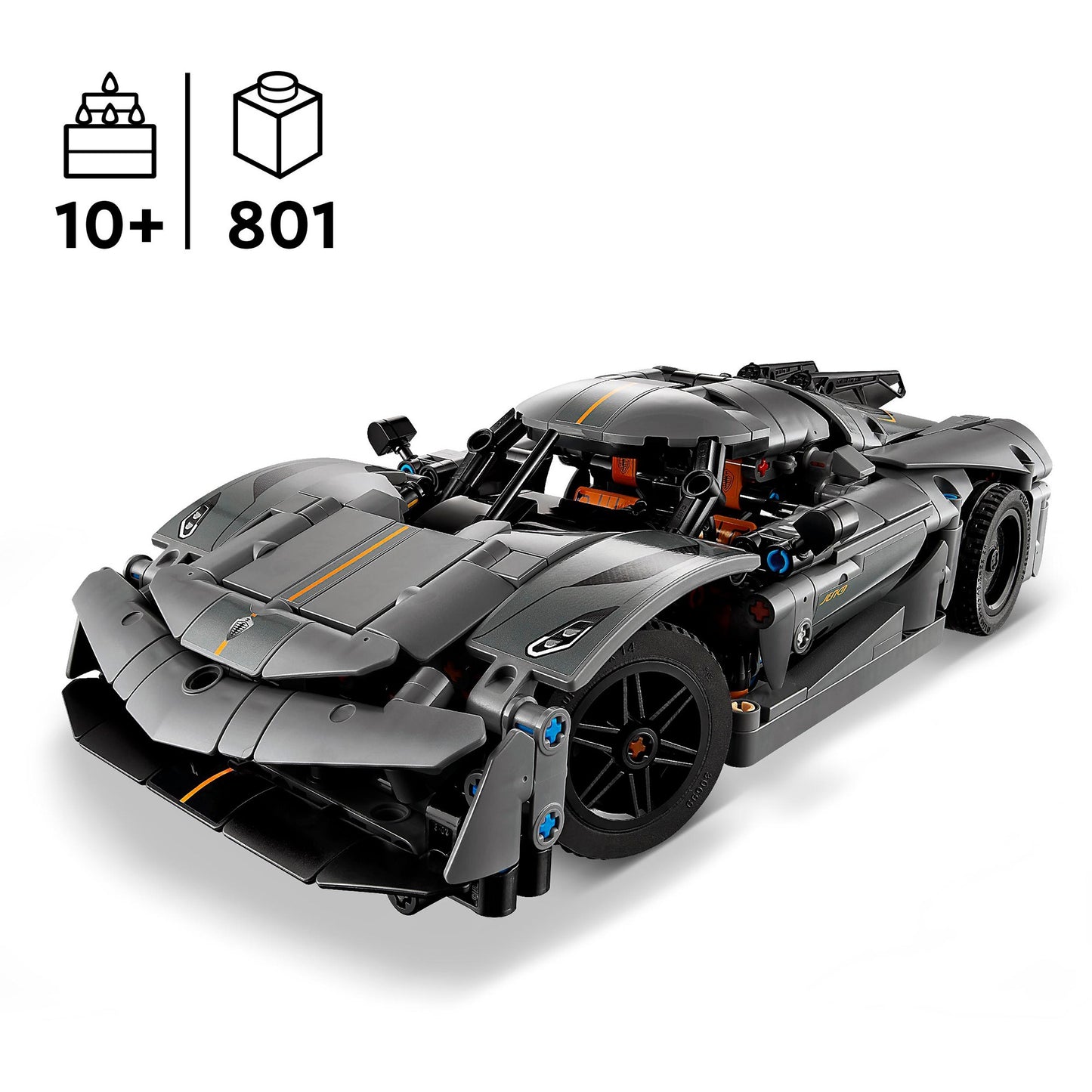 LEGO 42173 Technic Koenigsegg Jesko Absolut Supersportwagen in Grau, Konstruktionsspielzeug