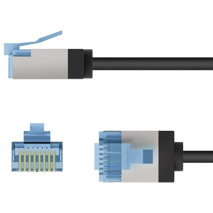 Goobay Ultraflexibles Cat.6a Patchkabel slim, U/FTP (schwarz, 2 Meter, extrakurze Stecker)
