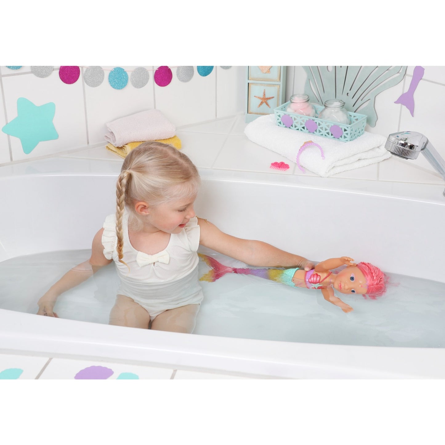 ZAPF Creation BABY born® Little Sister Meerjungfrau 46cm (Inklusive Kamm und Diadem)