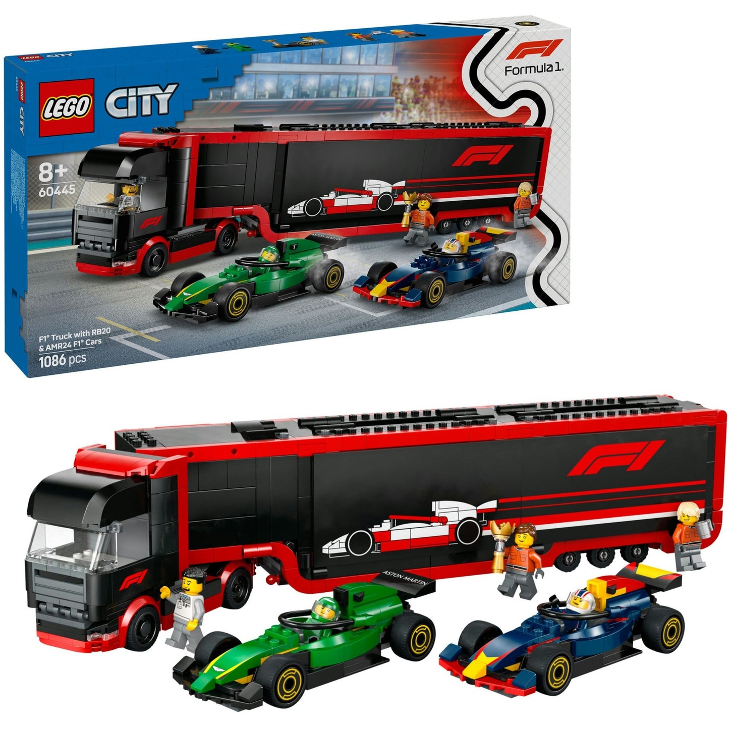60445 City F1 Transporter mit RB20 & AMR24 F1 Rennautos, Konstruktionsspielzeug
