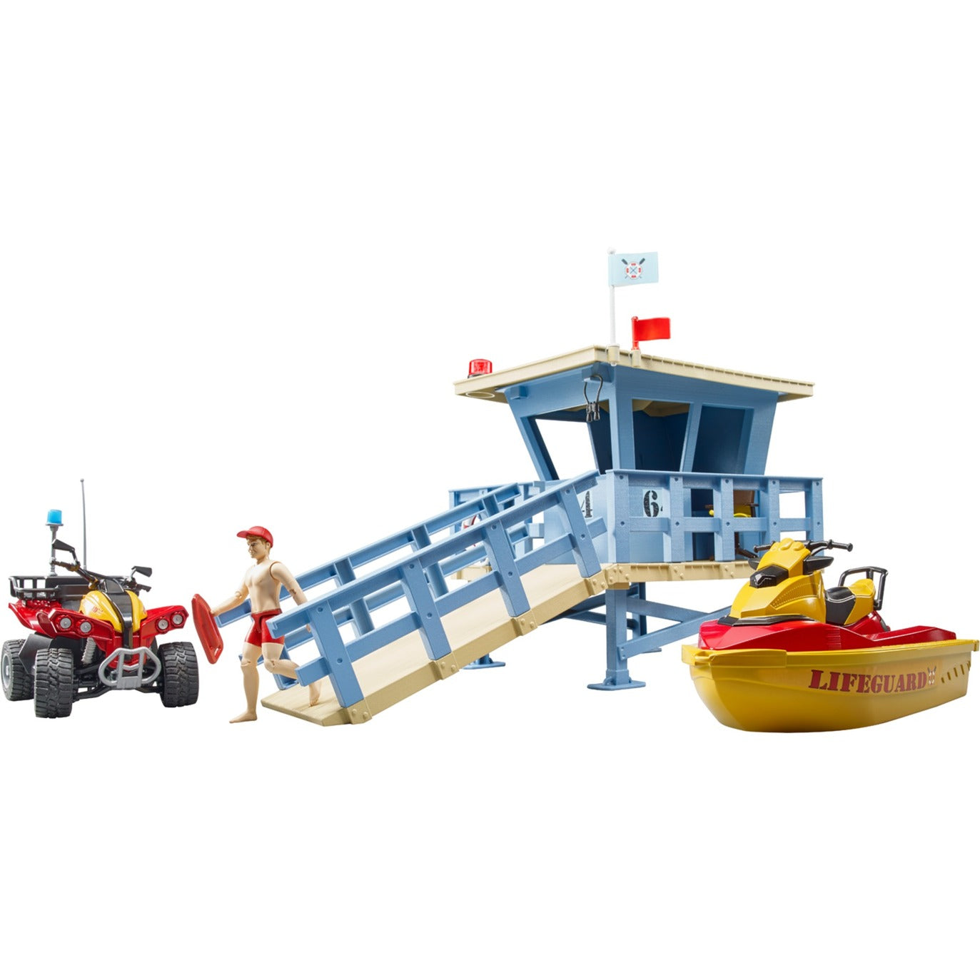 BRUDER bworld Life Guard Station mit Quad und Personal Water Craft