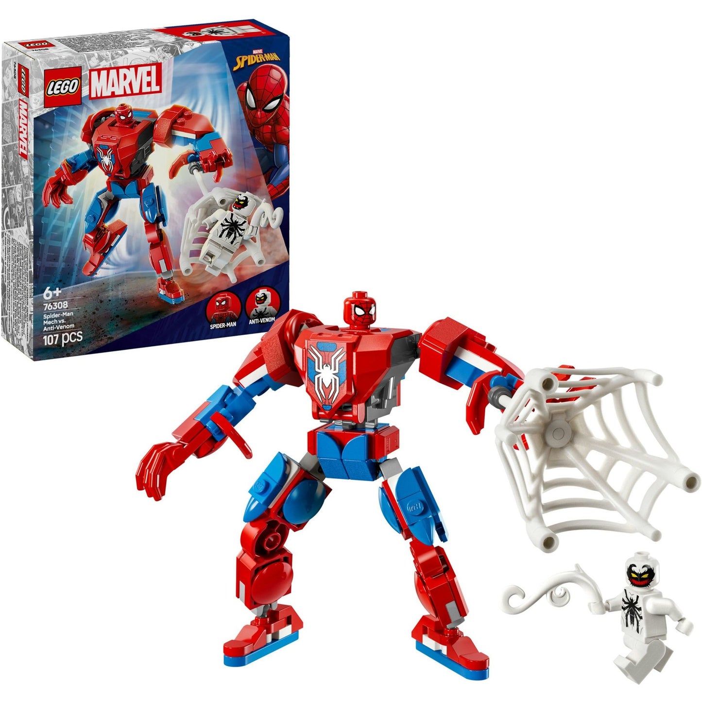 76308 Marvel Super Heroes Spider-Man Mech vs. Anti-Venom, Konstruktionsspielzeug