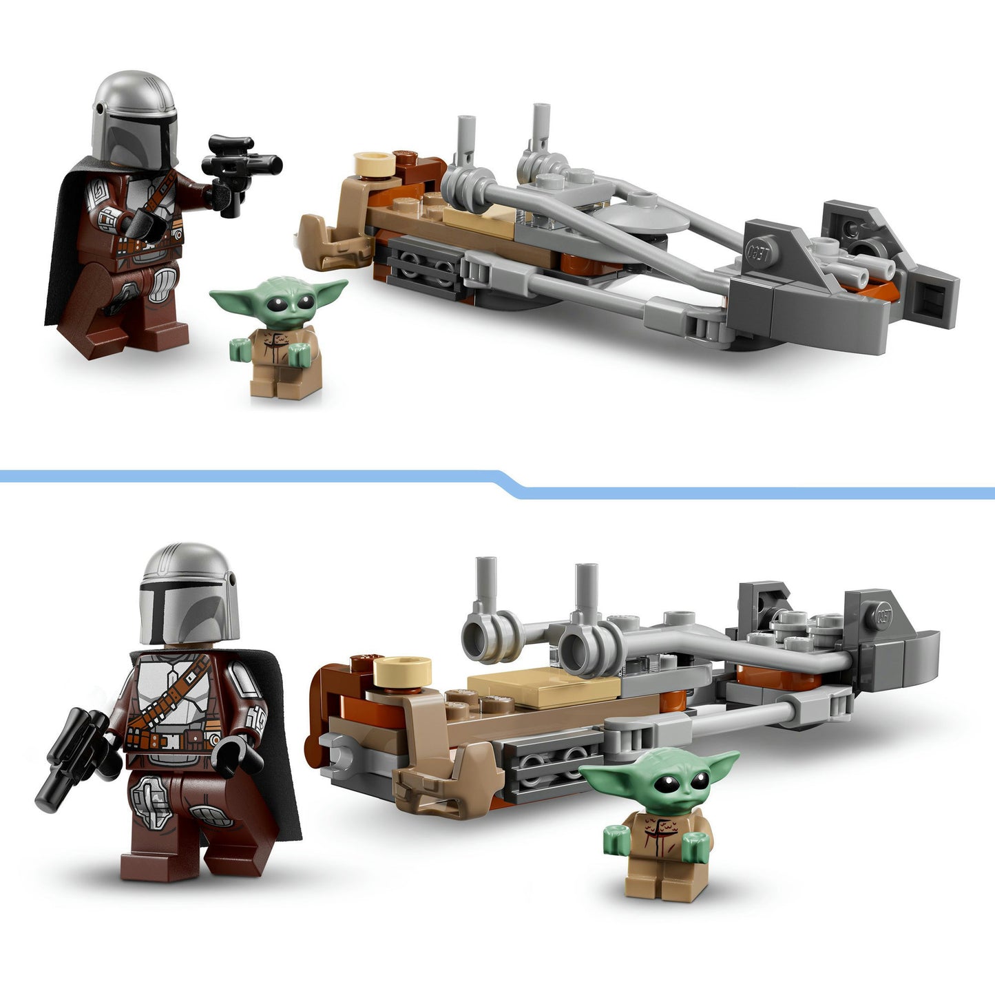 75436 Star Wars Der Mandalorianer und Grogu auf ihrem Speeder Bike, Konstruktionsspielzeug