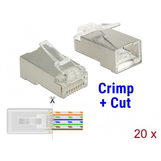 DeLOCK RJ-45 Crimp+Cut Stecker Cat.6 STP (transparent, 20 Stück)