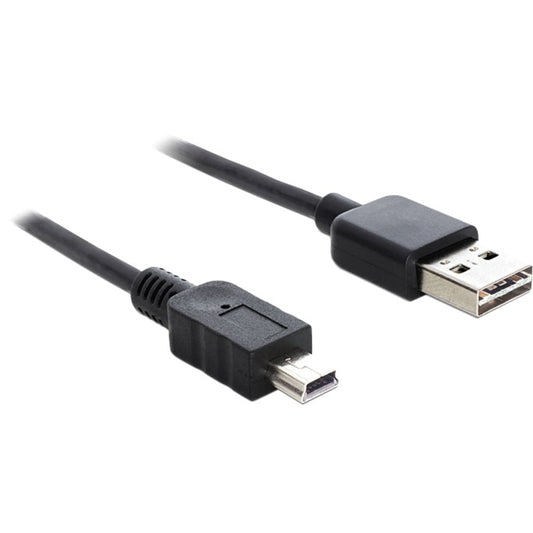 DeLOCK EASY-USB 2.0 Kabel, USB-A Stecker > Mini USB-B Stecker (schwarz, 3 Meter, USB-A Stecker beidseitig verwendbar)