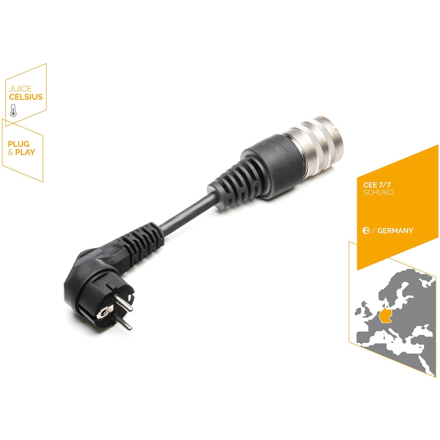 Juice Technology Sicherheitsadapter JUICE CONNECTOR, CEE 7/7 EU CELSIUS (schwarz, für JUICE BOOSTER 2, mit Temperatursensor)