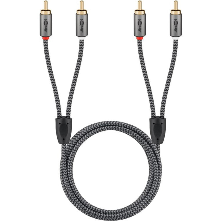 Goobay Plus Stereo-Cinchkabel (schwarz/silber, 1 Meter)