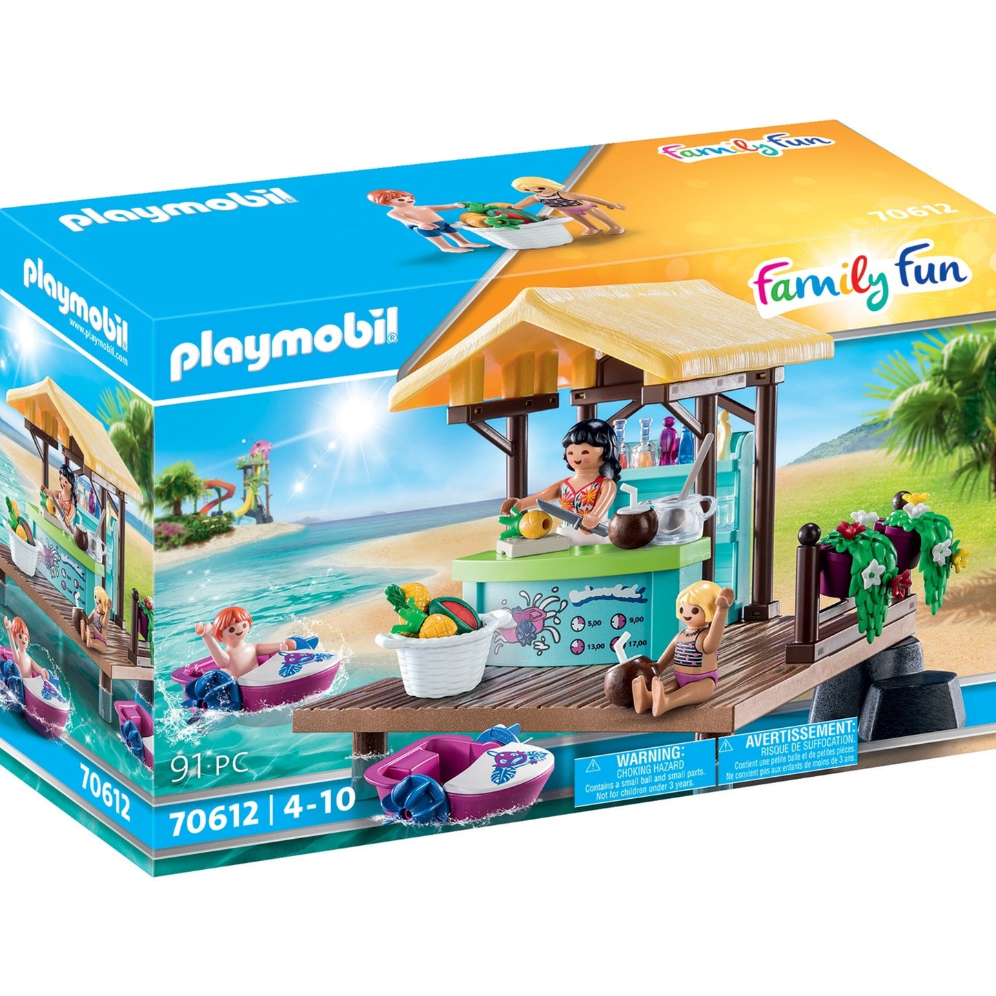 PLAYMOBIL 70612 Family Fun Paddleboot-Verleih mit Saftbar, Konstruktionsspielzeug