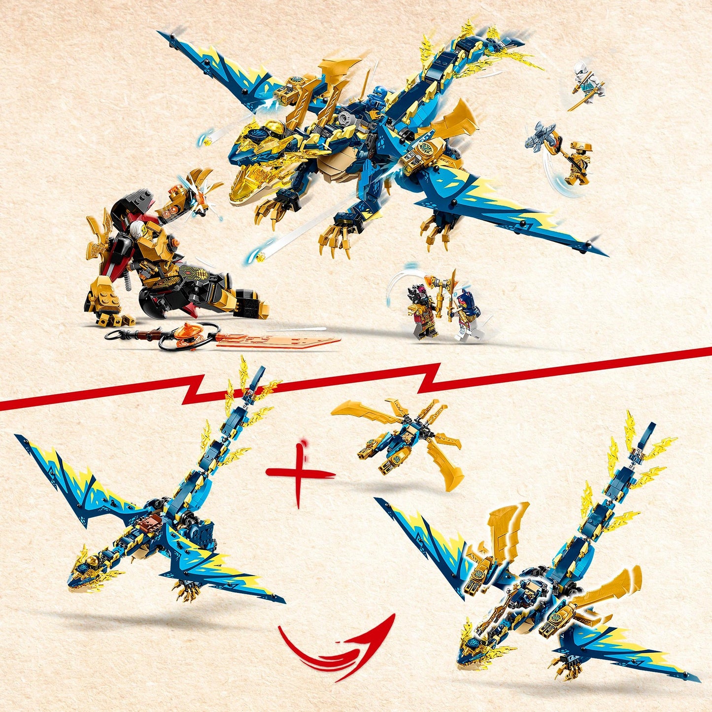 LEGO 71796 Ninjago Kaiserliches Mech-Duell gegen den Elementardrachen, Konstruktionsspielzeug