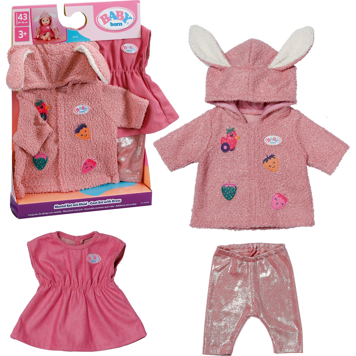 BABY born Mantel Set mit Kleid 43cm, Puppenzubehör