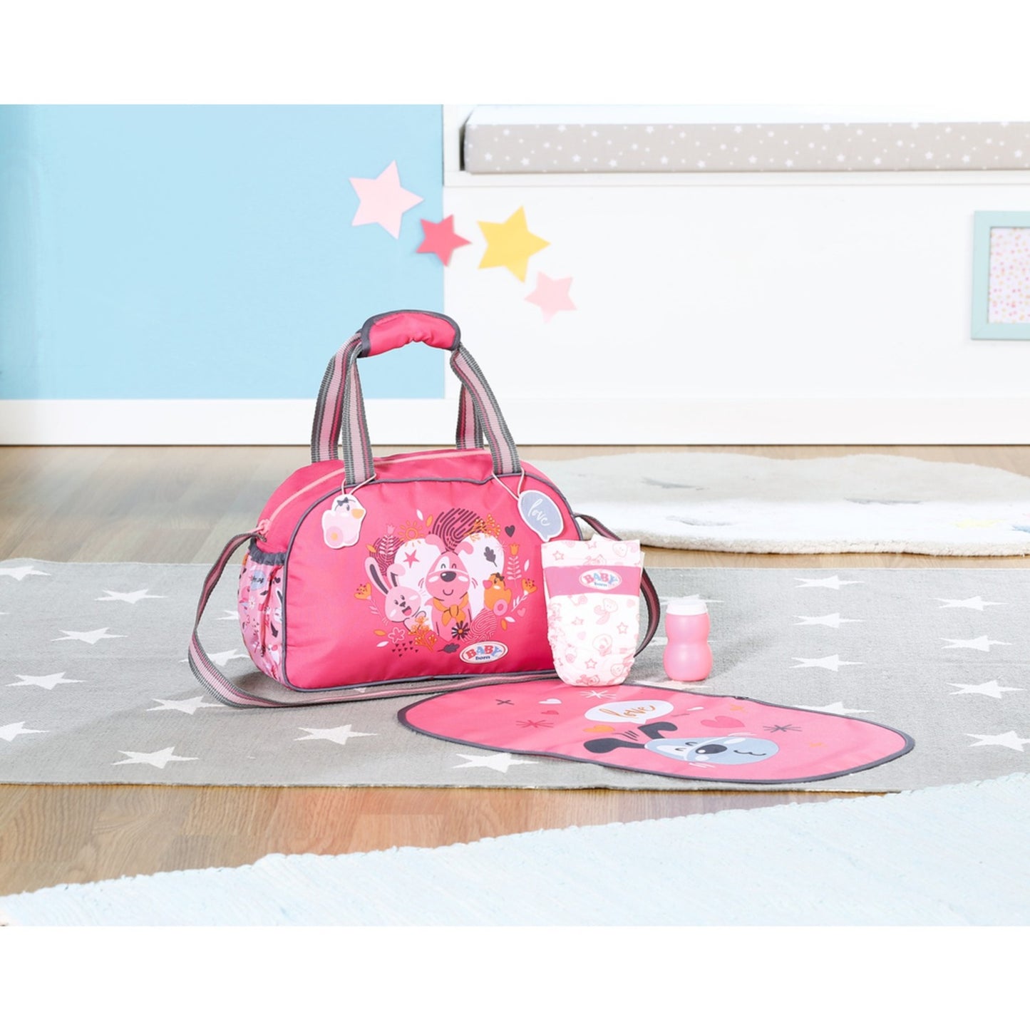 ZAPF Creation BABY born® Wickeltasche (mit Wickelunterlage, Windel und Puderdose)
