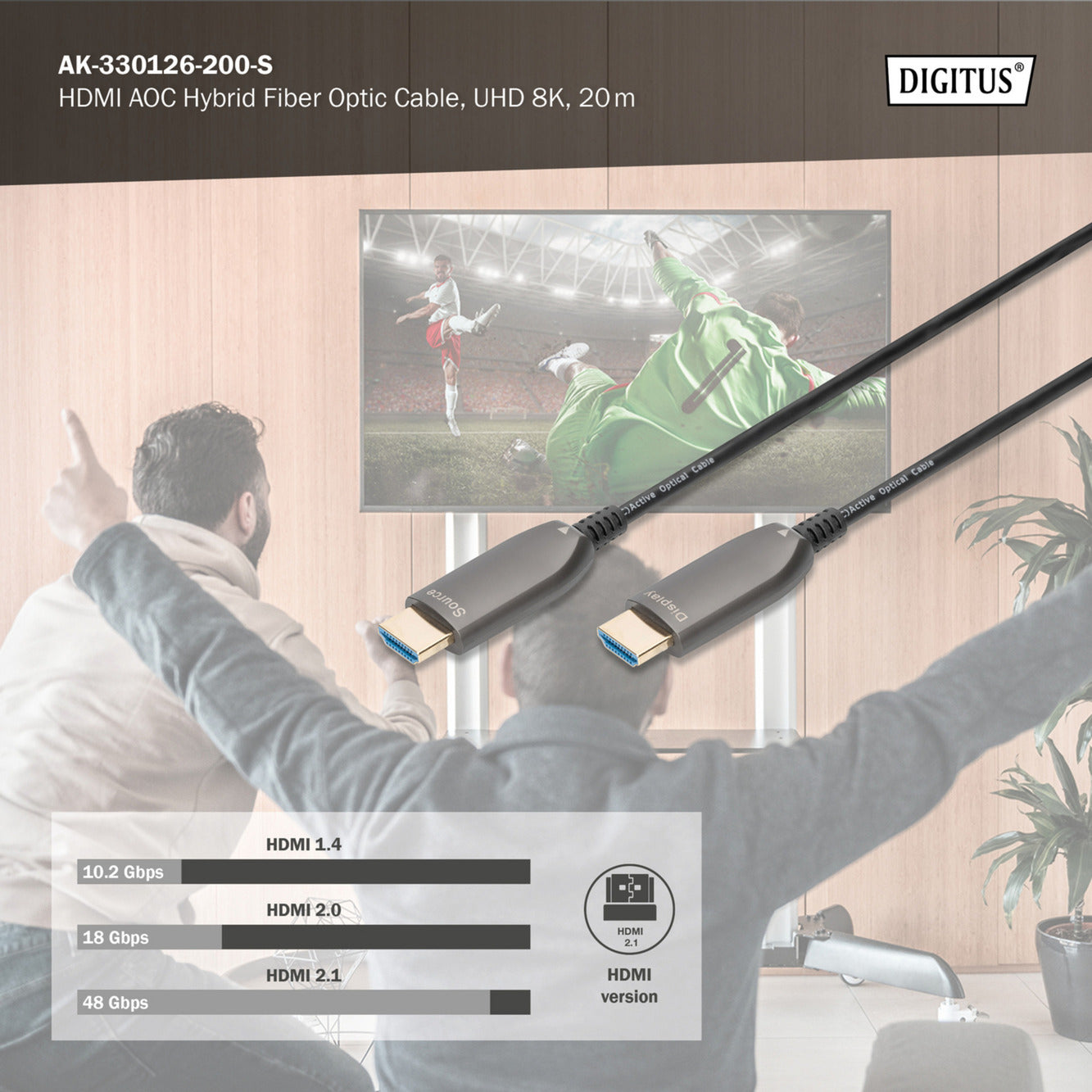 HDMI AOC Hybrid Glasfaserkabel, UHD 8K
