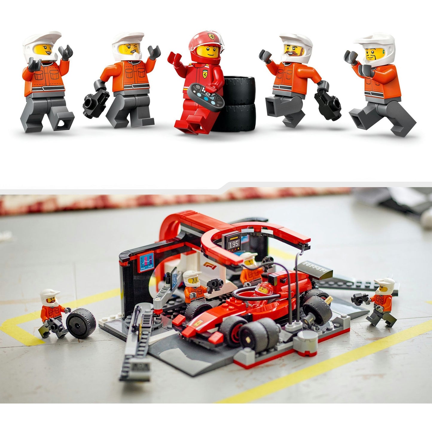 60443 City F1 Boxenstopp mit Boxencrew und Ferrari Flitzer, Konstruktionsspielzeug