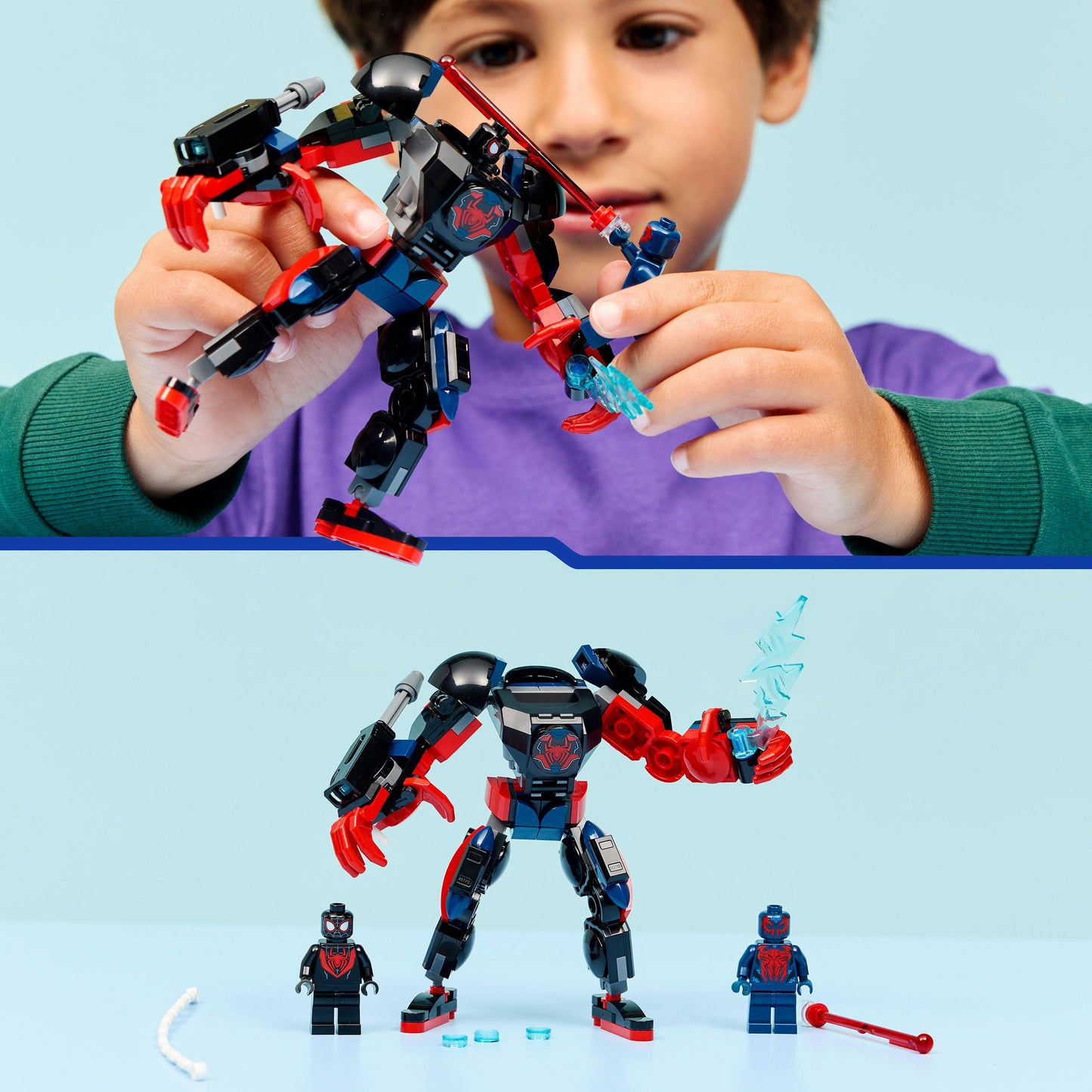 76337 Marvel Super Heroes Miles Morales Mech vs. Spider-Man 2099, Konstruktionsspielzeug