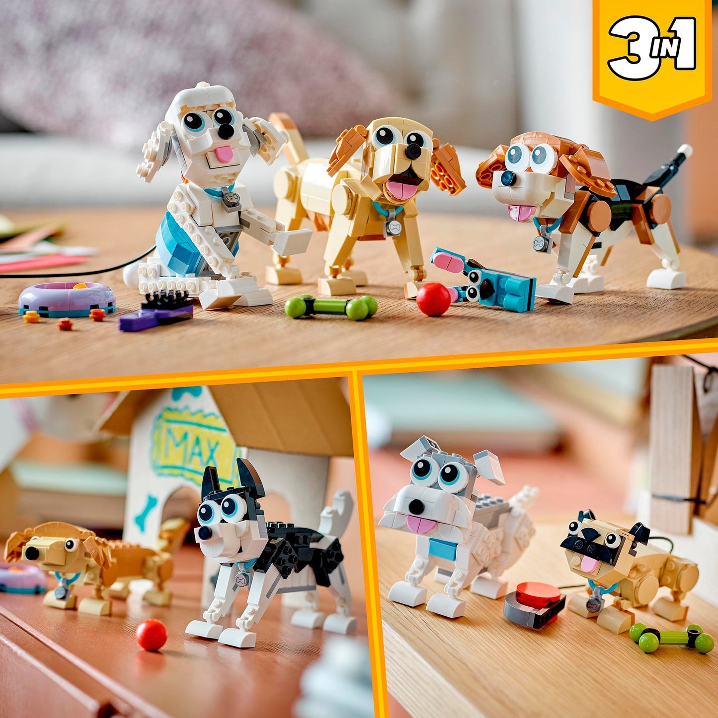 LEGO 31137 Creator 3-in-1 Niedliche Hunde, Konstruktionsspielzeug