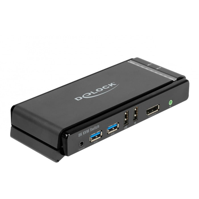 DeLOCK DisplayPort 1.4 KVM Switch, 8K 60Hz, USB 3.2 Gen 1, Audio (grau/schwarz)