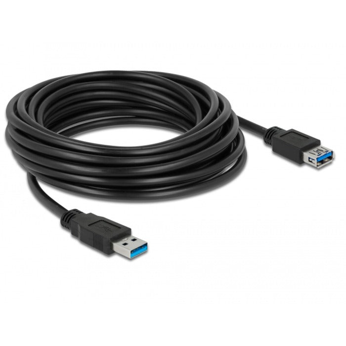 DeLOCK USB 3.2 Gen 1 Verlängerungskabel, USB-A Stecker > USB-A Buchse (schwarz, 5 Meter, SuperSpeed)