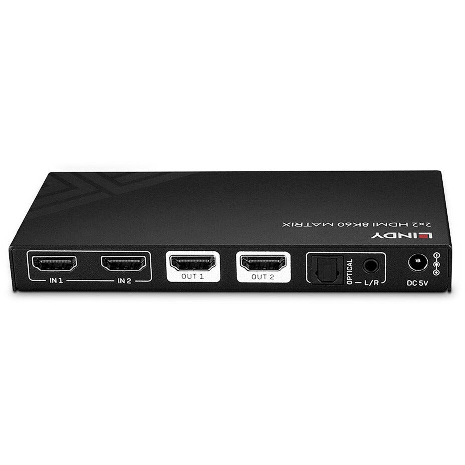 Lindy 2x2 8K60 Matrix HDMI Switch (schwarz, EDID Management, Fernbedienung)