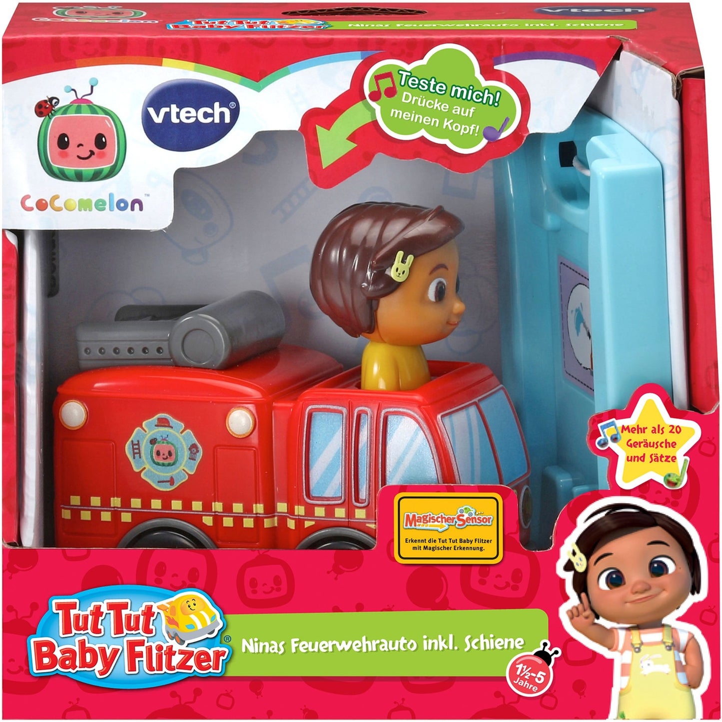 VTech Tut Tut Baby Flitzer - CoComelon Ninas Feuerwehrauto, Spielfahrzeug