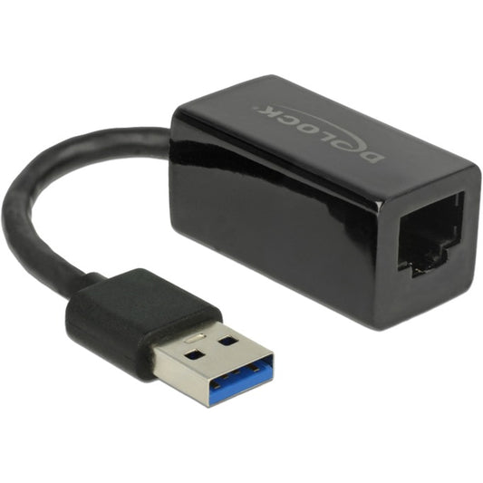 DeLOCK USB 3.2 Gen 1 Adapter, USB-A Stecker > RJ-45 Buchse (schwarz, 13cm, Gigabit LAN)