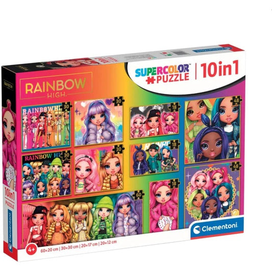 Clementoni Supercolor 10 in 1 - Rainbow High (10 Puzzle (18-60 Teile))