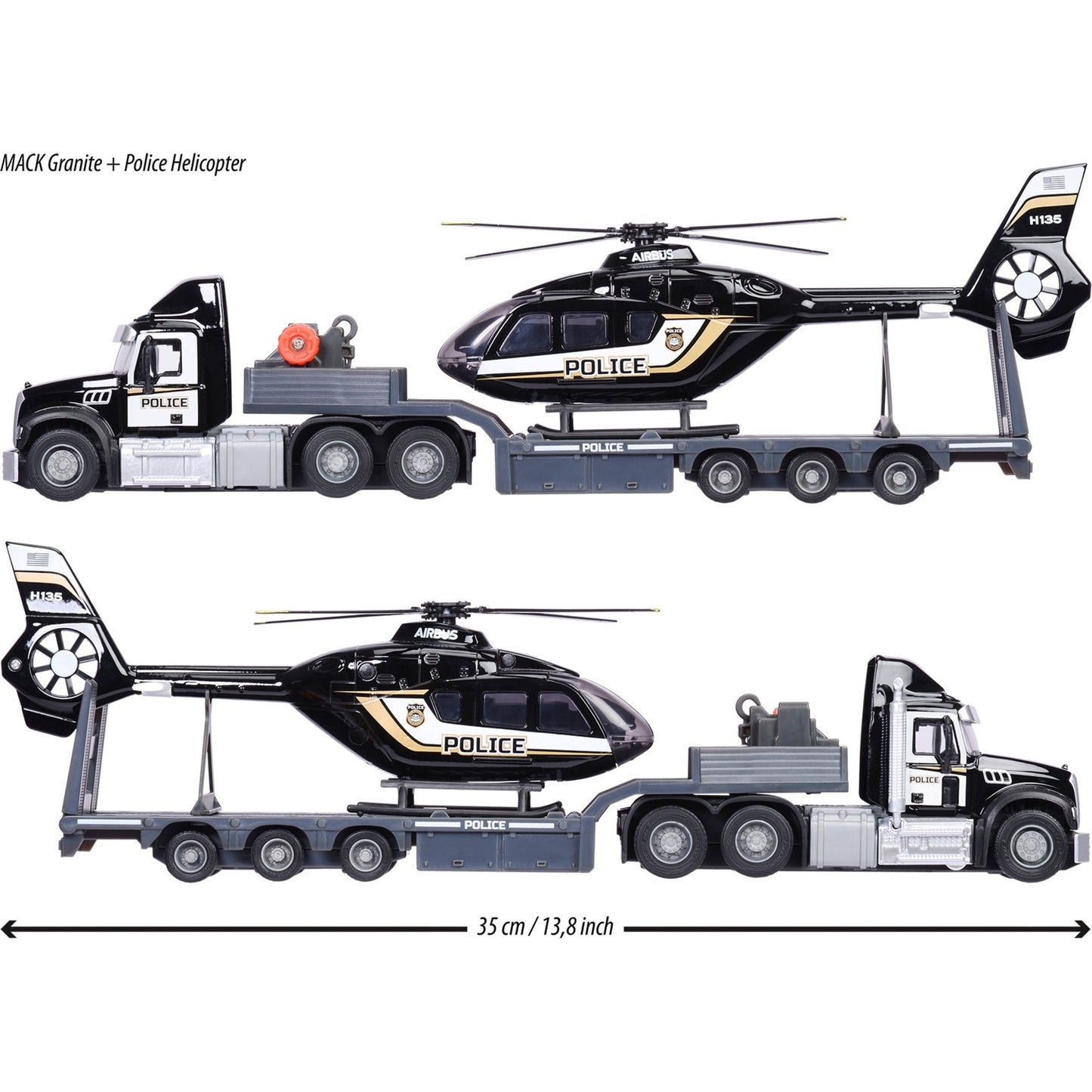 Majorette Mack Truck + Police Helicopter