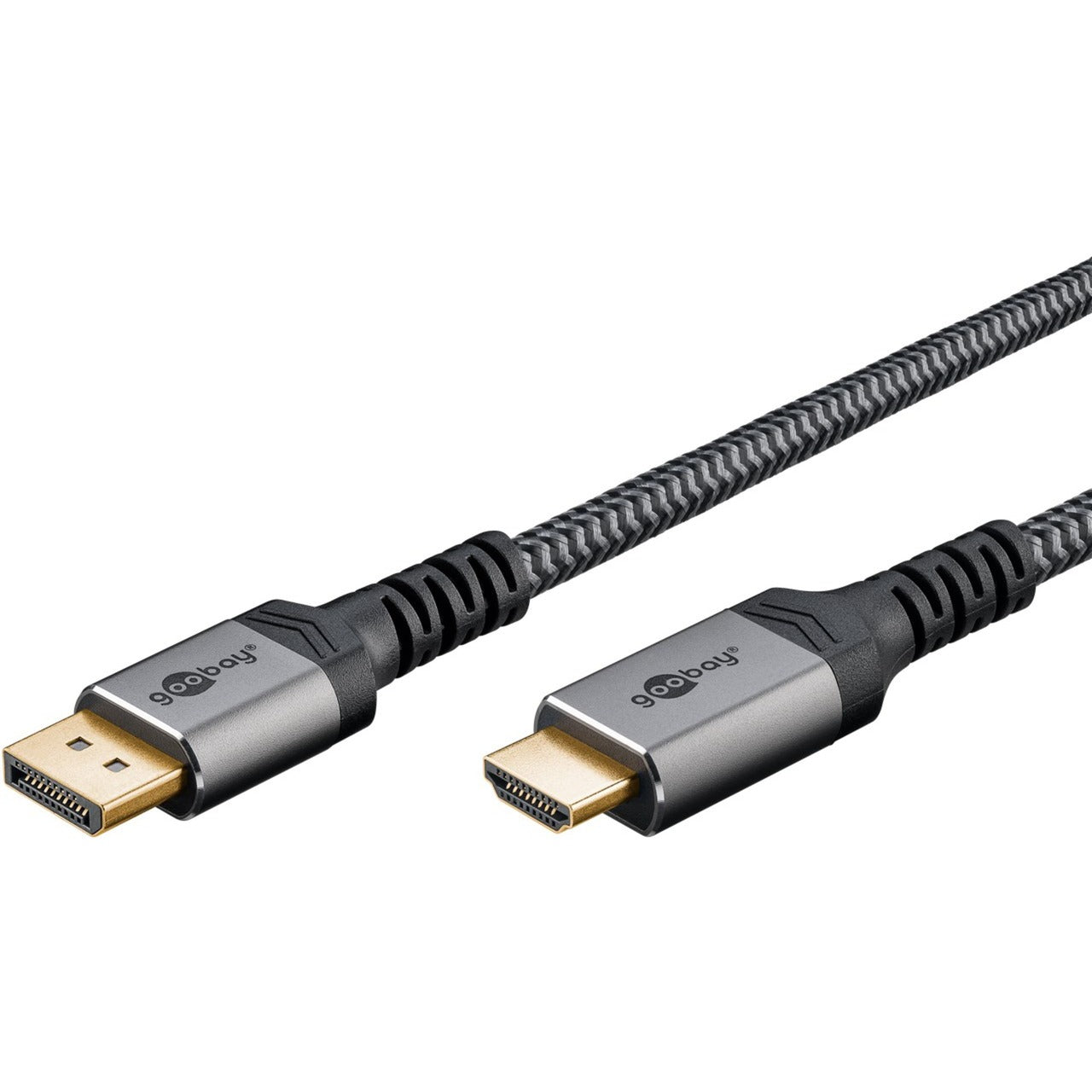 Goobay Plus DisplayPort > HDMI Adapterkabel, 4K @ 60Hz (grau, 1 Meter)