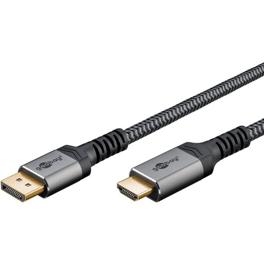 Goobay Plus DisplayPort > HDMI Adapterkabel, 4K @ 60Hz (grau, 3 Meter)