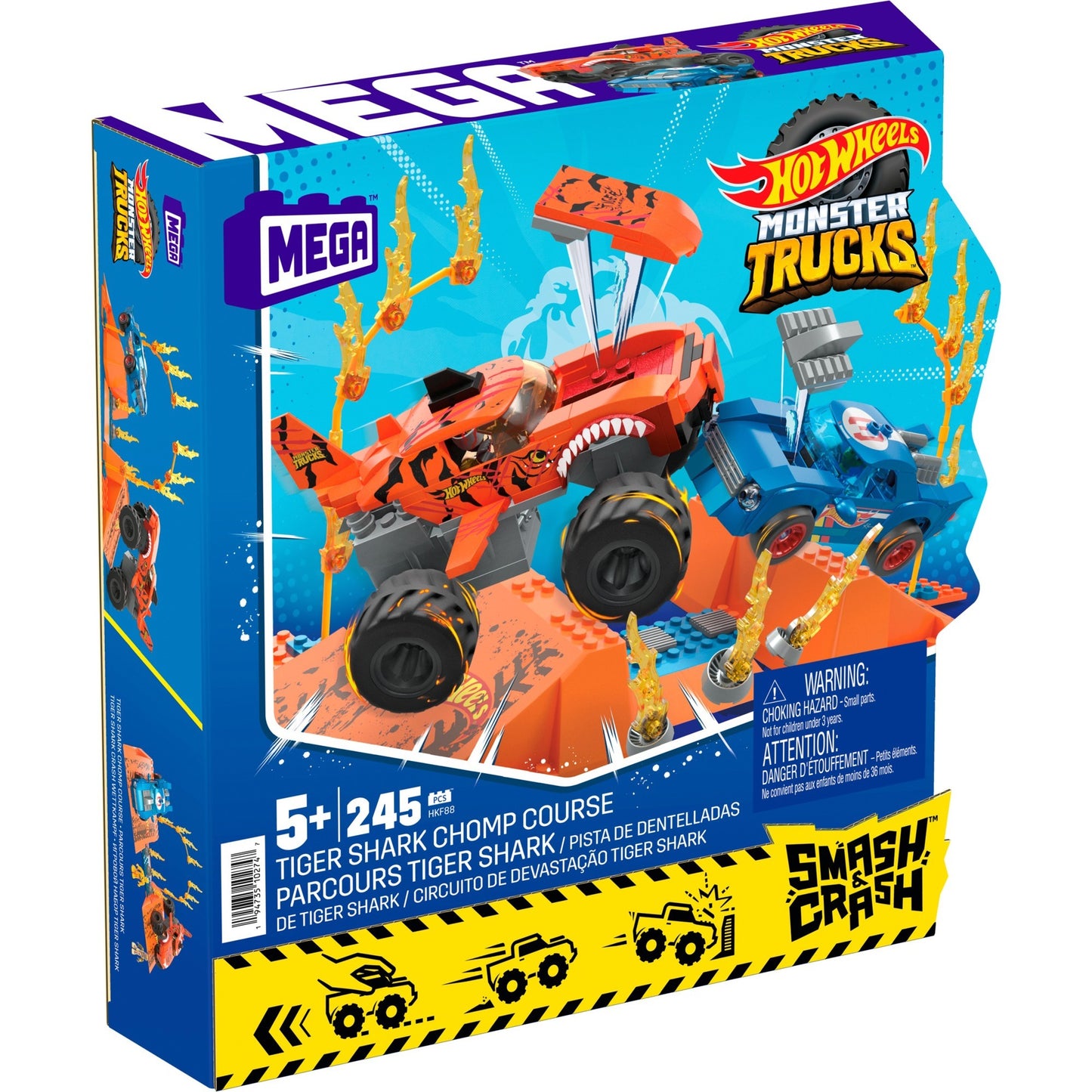 Hot Wheels Monster Trucks Tiger Shark Crash Wettkampf, Spielfahrzeug