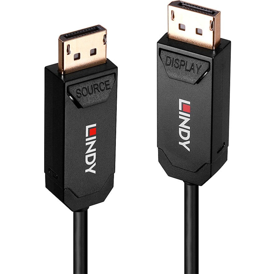 Lindy Fibre Optic Hybrid DisplayPort 2.0 UHBR10 Kabel (schwarz, 10 Meter, AOC-Kabel, 8K 60Hz)