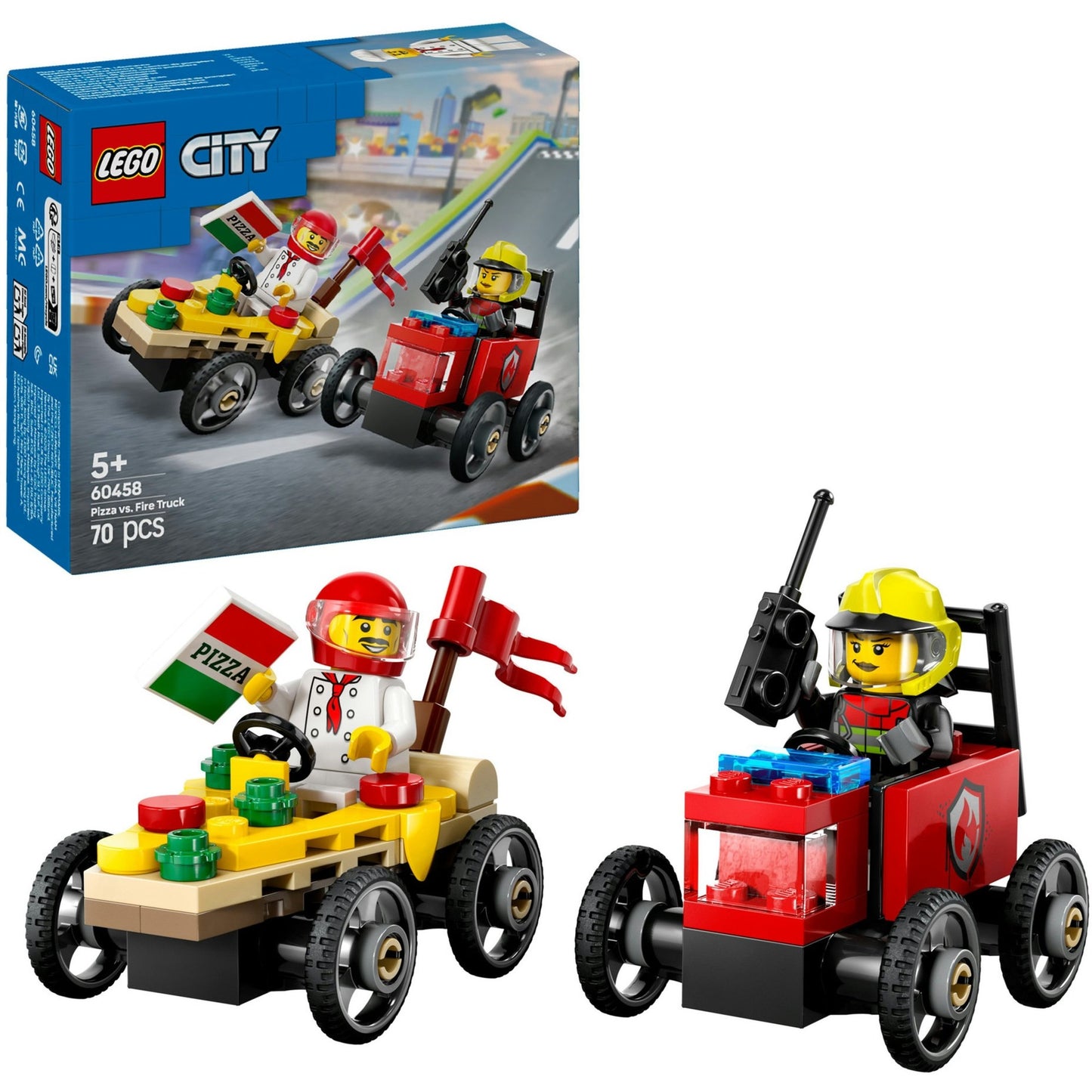 60458 City Pizzalieferwagen vs. Löschauto, Konstruktionsspielzeug