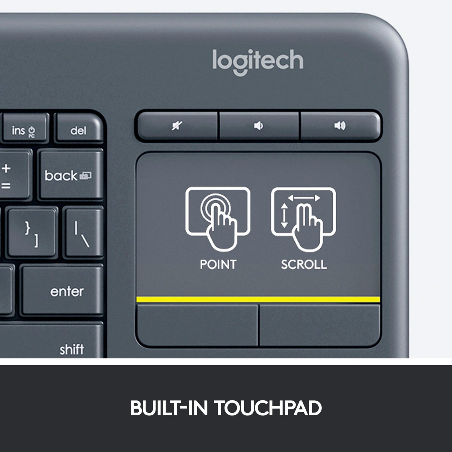 Logitech Wireless Touch Keyboard K400 Plus (schwarz, DE-Layout)