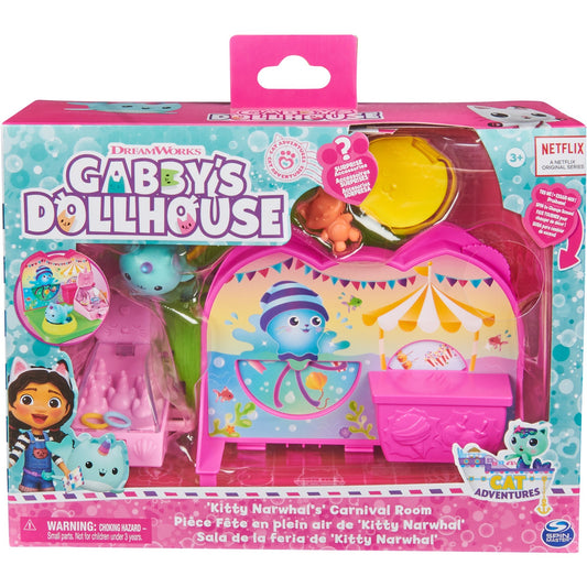 Spinmaster Gabby's Dollhouse Deluxe Room Spielset - Fest-Raum mit Kätzchen Narwal