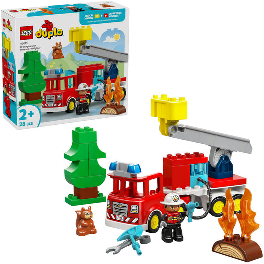 10473 DUPLO Town Löschauto mit Schlauch und Feuerwehrmann, Konstruktionsspielzeug