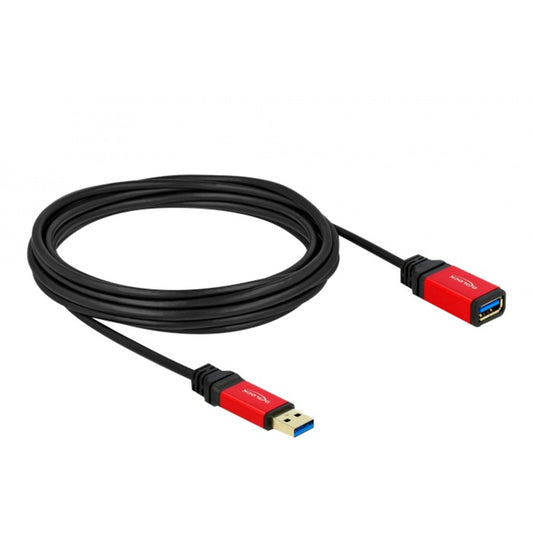 DeLOCK USB 3.2 Gen 1 Verlängerungskabel, USB-A Stecker > USB-A Buchse (schwarz/rot, 5 Meter, SuperSpeed)