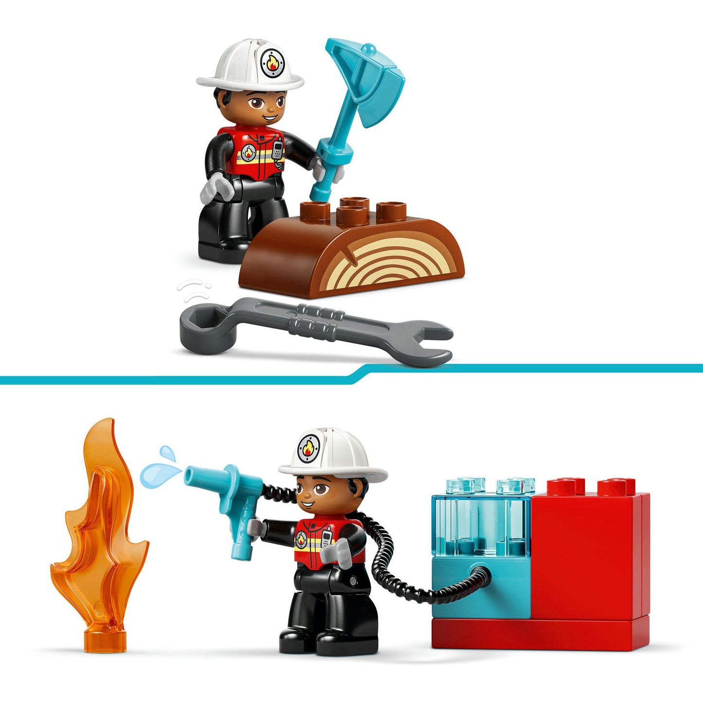 10473 DUPLO Town Löschauto mit Schlauch und Feuerwehrmann, Konstruktionsspielzeug