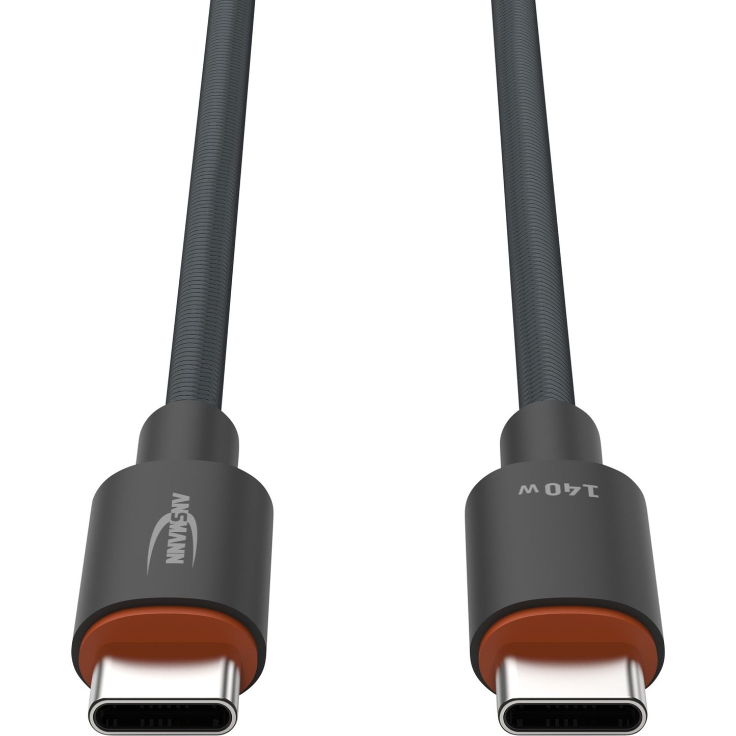 Ansmann USB 2.0 Kabel, USB-C Stecker > USB-C Stecker (anthrazit, 60cm, PD 3.1, Laden mit bis zu 140 Watt, gesleevt)