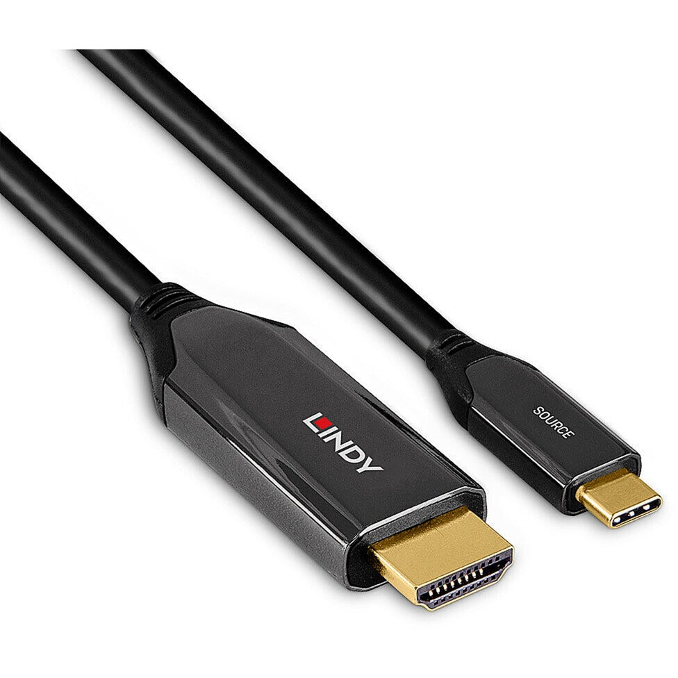 Lindy USB Adapterkabel, USB-C Stecker > HDMI 8K Stecker (schwarz, 1 Meter, 8K 60Hz, + HDR)