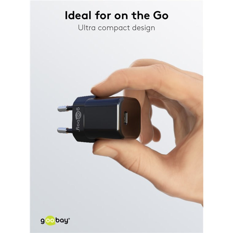 Goobay Apple Lightning / USB-C PD-Ladeset nano 20 Watt (schwarz, 1 Meter Kabel, PD)