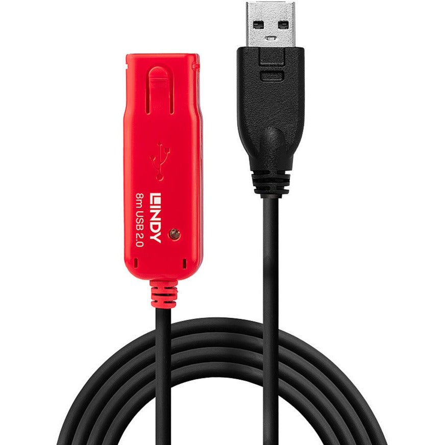 Lindy USB 2.0 Aktivverlängerungskabel Pro, USB-A Stecker > USB-A Buchse (schwarz/rot, 8 Meter)