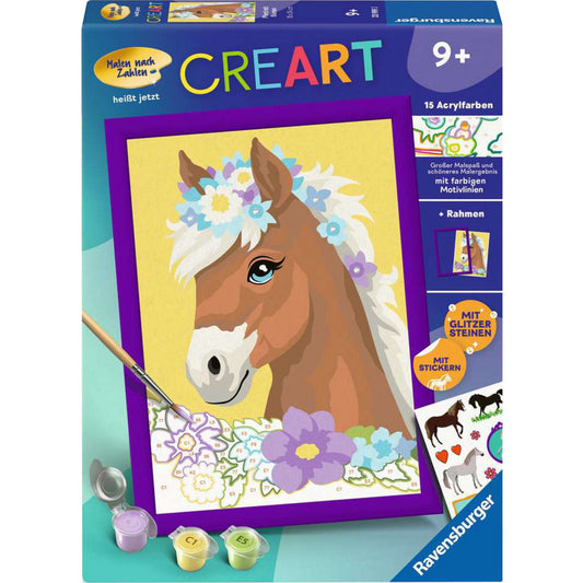 CreArt - Pferd mit Blumen, Malen